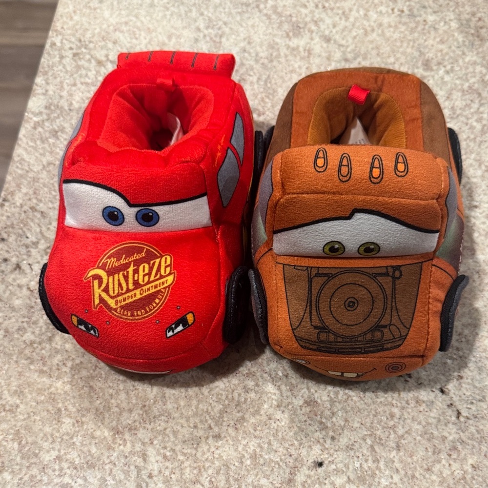 Disney Cars Red and Orange Plush Slippers